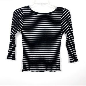 American Eagle Outfitters Black and White Striped Long Sleeve Tee